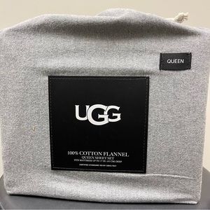 UGG 4 Piece Queen Size Gray 100% Turkish Cotton Flannel Sheet Set New